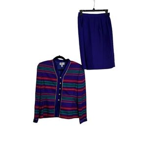 Adrianna Papell Vintage Silk Suit - Jacket and Skirt Women's Size 8